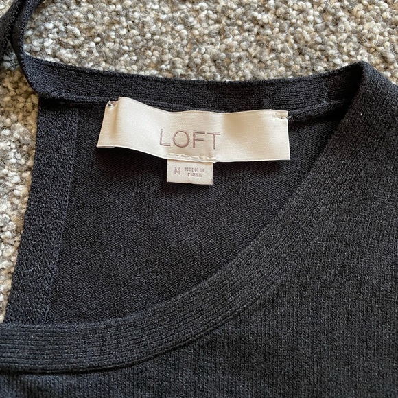 LOFT Short Sleeved Knit Top with Cute Collar Tie Detail - Picture 3 of 5